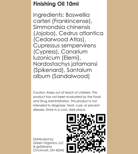 Finishing Oil Back Label