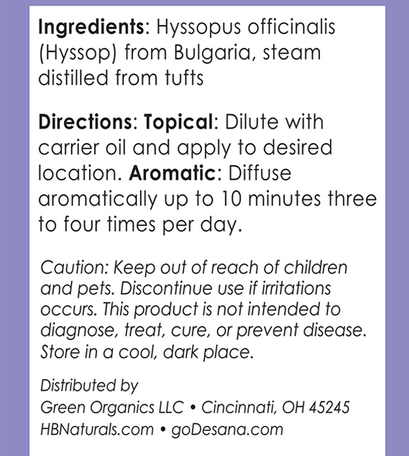Hyssop Back Label