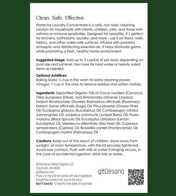 Protector Laundry Concentrate Back Label